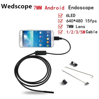 New 7MM 1M/2M/3.5M/5M 6LED USB Waterproof  Android Endoscope Borescope Tube Snake Camera 7mm Lens Mirror As Gift