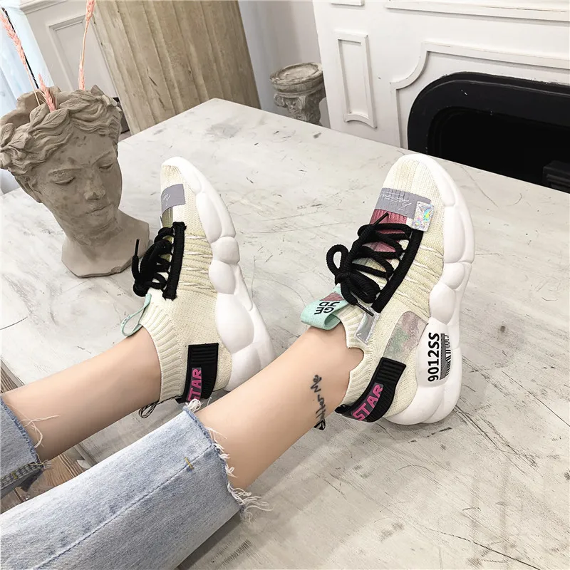 Krasovki Sneakers Women Lace Thick Bottom Fashion Round Toe Mesh Breathable Dropshipping Muffin Bottom Causal Womens Shoes