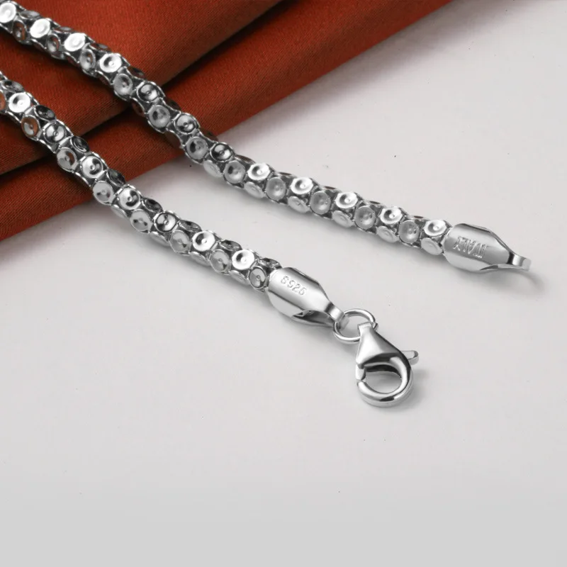 Ожерелье из серебра пробы, полый фонарь, дизайнерская мужская Серебряная цепочка, Очаровательная Базовая цепочка 50 см