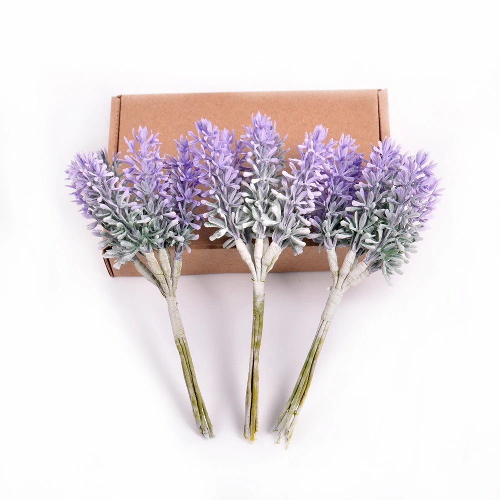 

6pcs/lot mini purple lavender flowers artificial flowers handmade Christmas wedding home decoration DIY scrapbook gift box