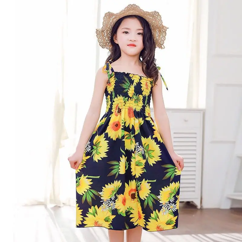 

2-12 Years Beach Dress Girls Kids Sleeveless Floral Kids Flamingo Dress Baby Girl Sundress Fashion Bohemian Teen Summer Princess