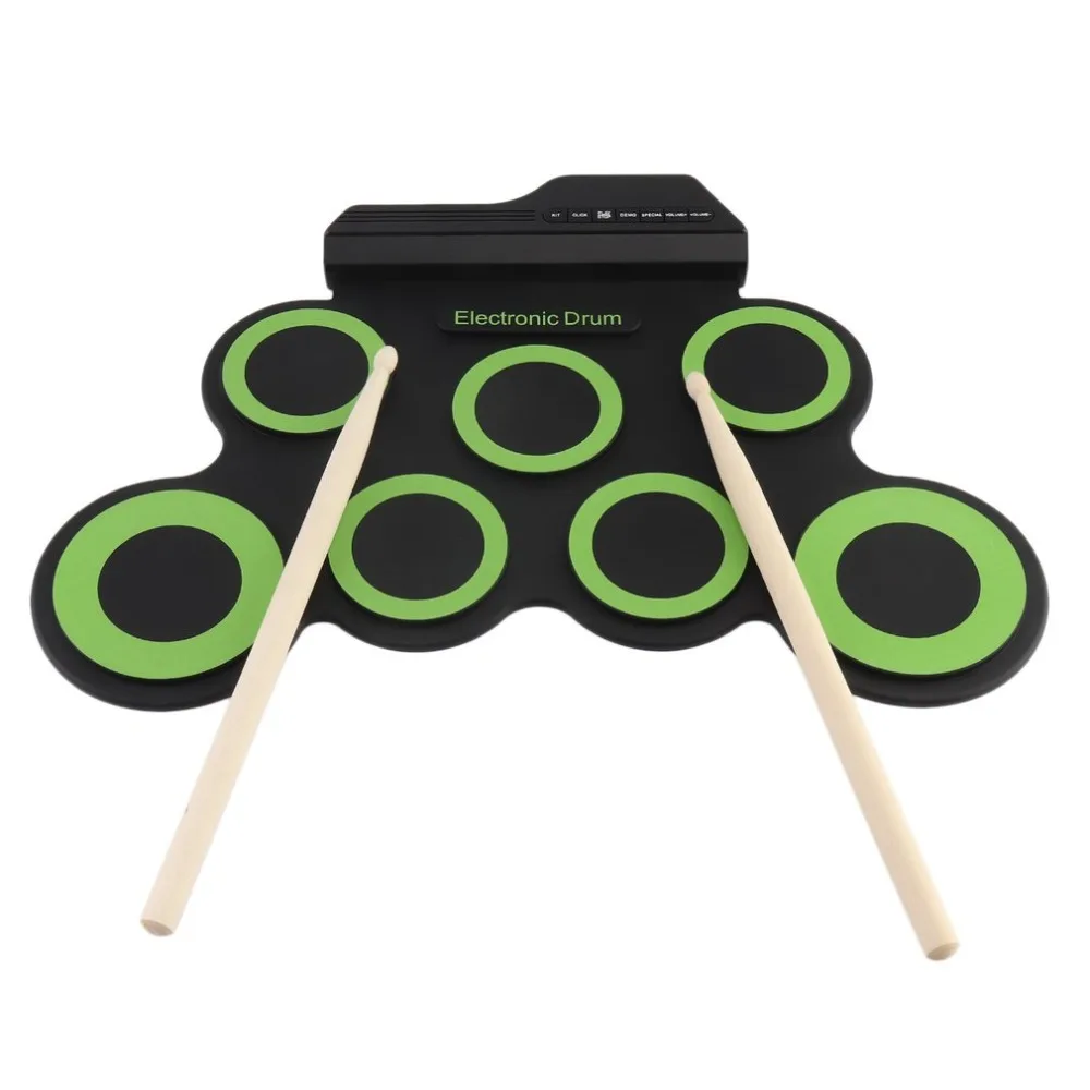 

Electronic Drum Pad With Drumsticks Pedal Portable Digital USB Drum Pad Foldable Silicone Musical Instrument