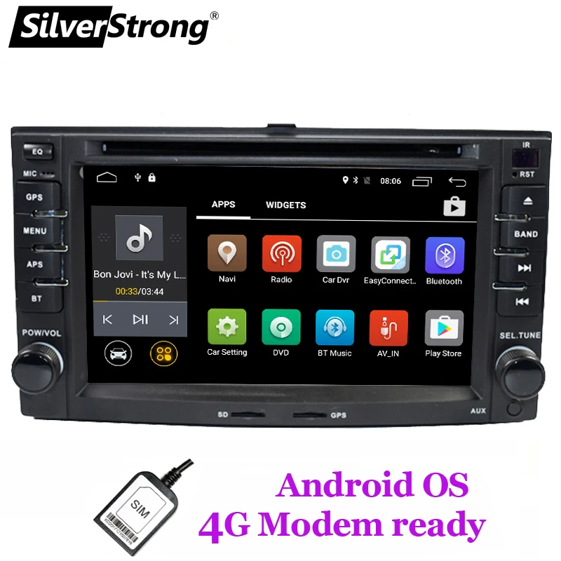 

SilverStrong Android8.1 2DIN 4G LTE modem Car DVD for KIA Sportage 2007-2010 GPS Navigation 2Din Car Radio Player support TPMS