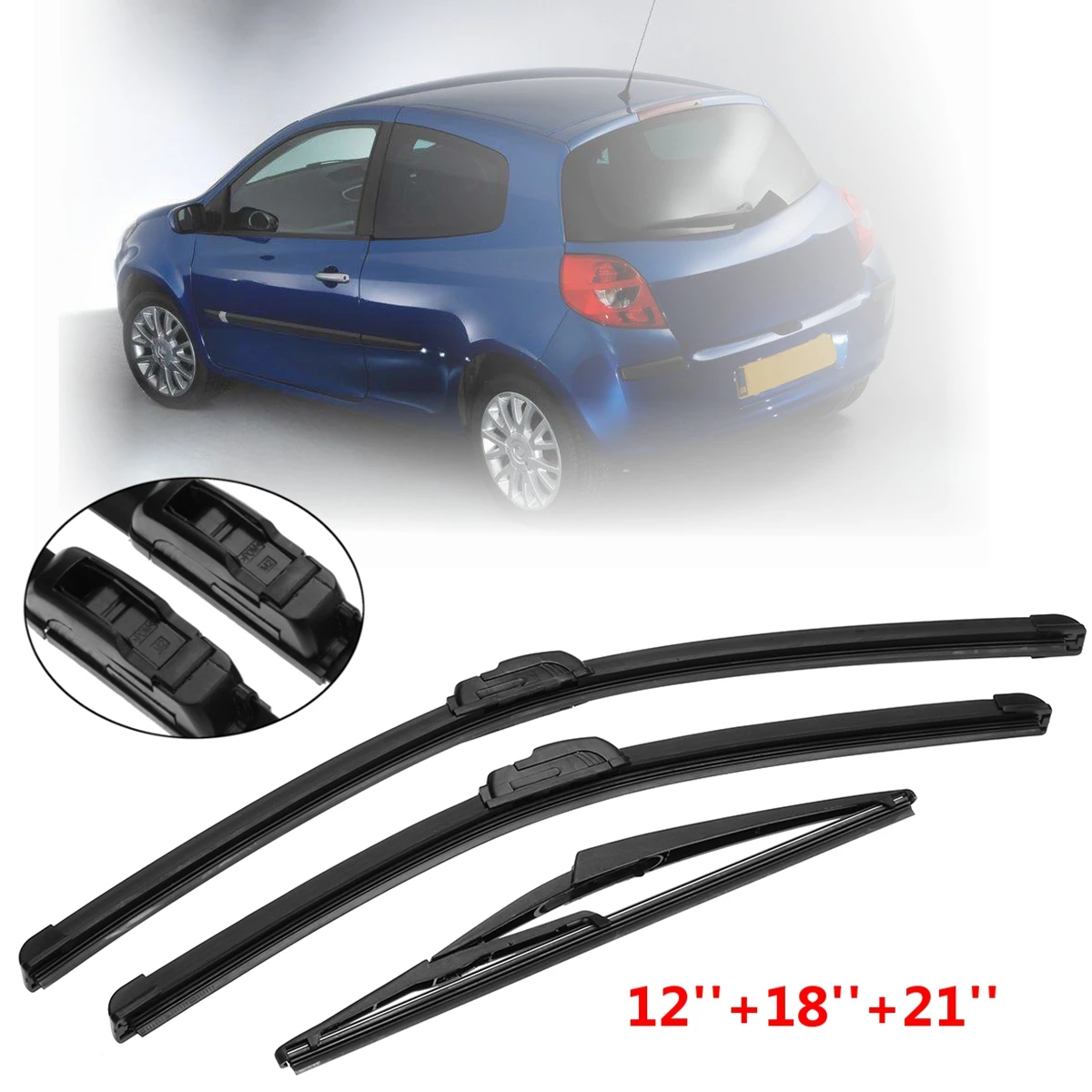 

For Renault Clio MK2 Hatch 1998-2017 3Pcs 21''+18''+12'' Windscreen Windshield Wiper Blades