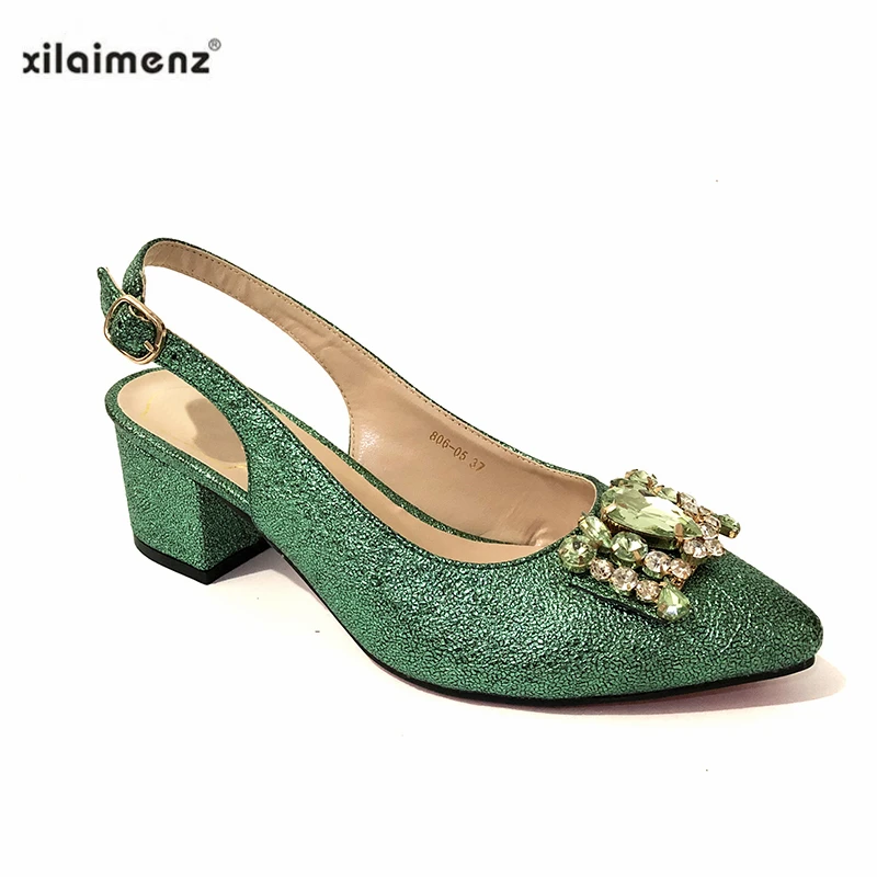 

Green Color Pumps Women Italian Shoes Without Bag Matching Novelty African Shoes Possible With Evening Bag Good Quality
