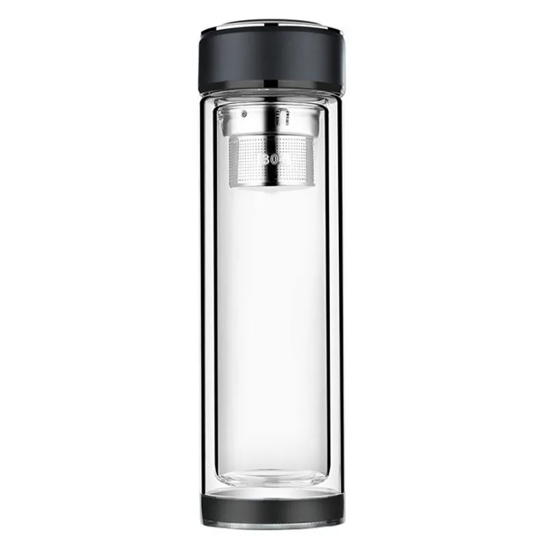 Короткий дизайн 350 мл чай для заварки термостойкая стеклянная бутылка для воды портативная Спортивная герметичная Питьевая моя бутылка