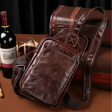 Высококачественная Мужская сумка через плечо, подлинный винтажный слинг из воловьей кожи, нагрудная сумка для путешествий, модная сумка через плечо