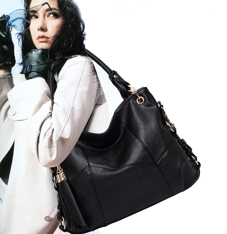 Coofit модная женская из искусственной кожи одного плеча сумочку большой Ёмкость сумка-хобо с кисточкой кулон для женские офисные