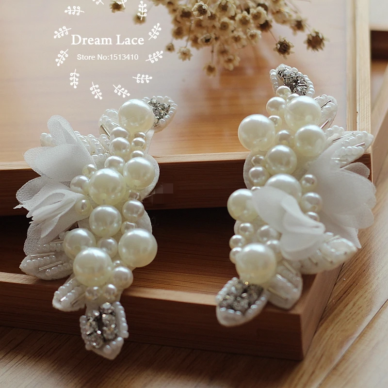 

Size-19*12cm ivory white Flower Motif Lace applique , Rococo Trim Lace Applique, Luxury Bridal Lace , for Jewelry Design