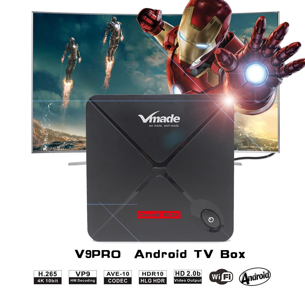 Vmade V9 PRO ТВ Box Android 7,1 Amlogic S912 H.265 MPEG-1/2/4, 2 Гб оперативной памяти, 16 Гб встроенной памяти, Bluetooth 4,2 Поддержка Skype Youtube Фейсбук Смарт ТВ коробка