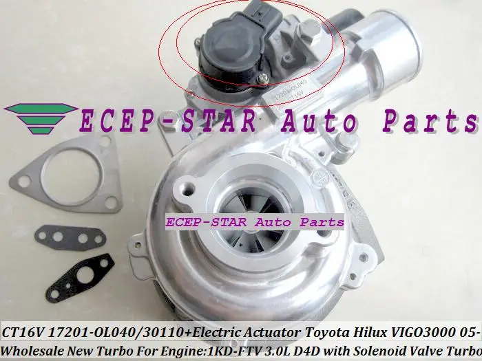 CT16V 17201-OL040 17201-30110 + Electric Actuator Solenoid Valve TURBO Turbocharger TOYOTA Hilux ViIGO3000 2005- 1KD-FTV 3.0L D4D (3)