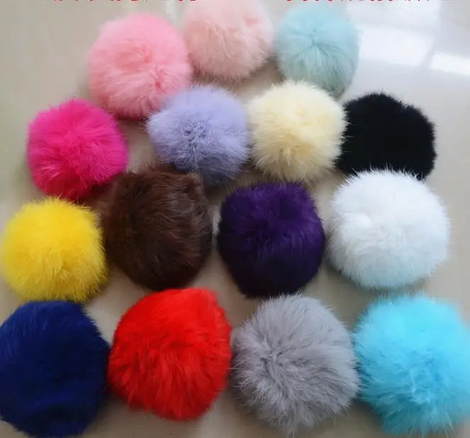 

6-7cm pompon ball fluffy RABBIT fur pompom Soft Pom Poms Multi color bobbles DIY hair bows hoop Hat clothing Accessories