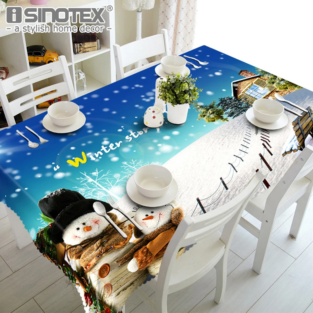 

Merry Christmas Waterproof Table Cloth 3D Santa Claus Christmas Tree Printed Nappe Party Picnic Dining Tablecloth Home Decor