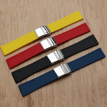 

MERJUST Brand Silicone Rubber thick Watch band 22mm 24mm Black Blue Red Yellow Watch Strap For navitimer/avenger/Breitling