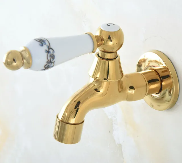 Gold Color Brass Kitchen Laundry bathroom Garden Mop Water Tap Faucet sav144