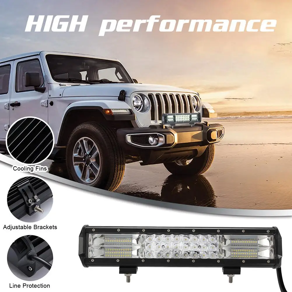 LumiParty 15 Inch 216W Led Work Bar Driving Lights Triple Row Flood Spot Combo Working Light Car Accessories Lamp r30 | Автомобили и