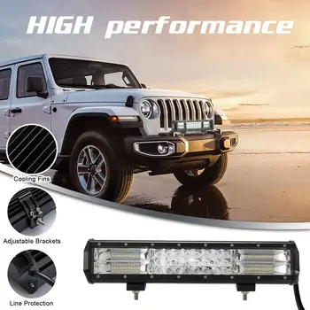 

LumiParty 15 Inch 216W Led Work Bar Driving Lights Triple Row Flood Spot Combo Working Light Car Accessories Lamp r30