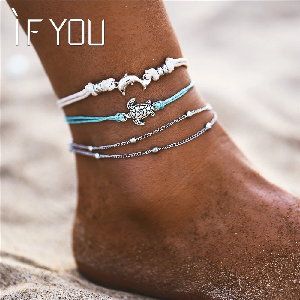 IF YOU Bohemia Summer Beach Multilayer Anklets Bracelet for Foot For Ladies Women Vintage Chain Men Anklet Jewelry Gift 2019 New IF YOU Bohemia Summer Beach Multilayer Anklets Bracelet for Foot For Ladies Women Vintage Chain Men Anklet Jewelry Gift 2019 New