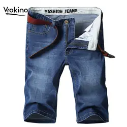 VROKINO 2019 лето новый стиль мужские синие повседневные джинсовые шорты хлопок стрейч тонкий сплошной цвет Мужские трусы 28-40