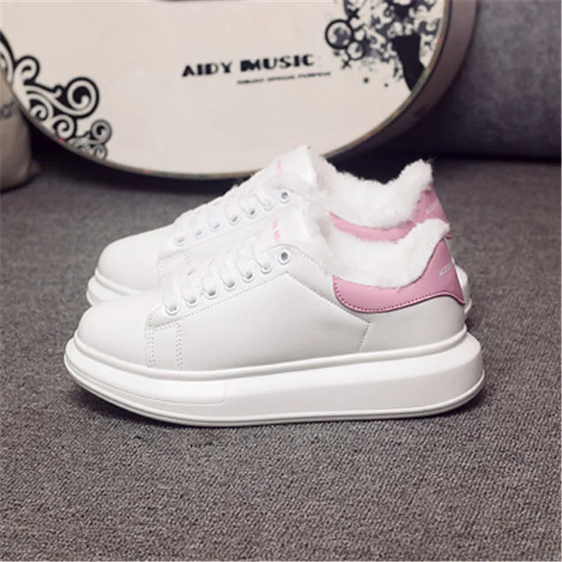 D KNIGHT Brand Women Casual White Shoes 2019 Spring Winter Women Flats Platform Shoes Fashion Lace-Up Women Sneakers Big Size 44 (3)