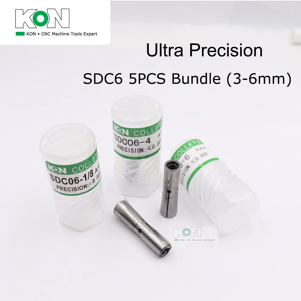 

[ChinaKON] SDC6 Collet 6 PCS Bundle 2-6mmCNC 3.175mm Small Diameter Collet for Slim and Pull back Tool Holder Ultra Precision