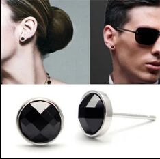 Round Square Heart Black Agate Stone Onyx Stud Earrings For Men Round Square Heart Black Agate Stone Onyx Stud Earrings For Men Women Trendy 925 Sterling Silver