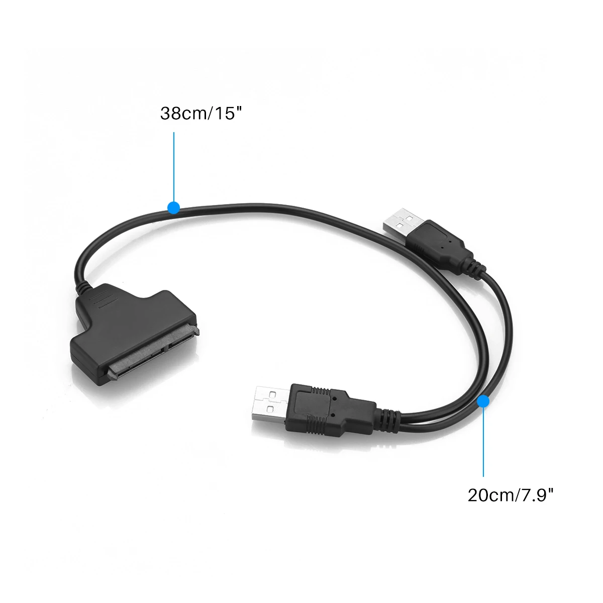 FORNORM двойной USB Кабель-адаптер для 2," SATA жесткий диск USB 2,0 SATA 15+ 7 Pin к USB 2,0 кабель-адаптер