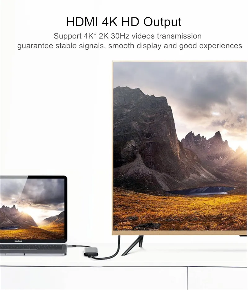 Xiaomi mijia hagios 6 в 1 type-c к HDMI USB 3,0 устройство для чтения карт SD TF PD зарядный адаптер концентратор для iPhone мобильного телефона