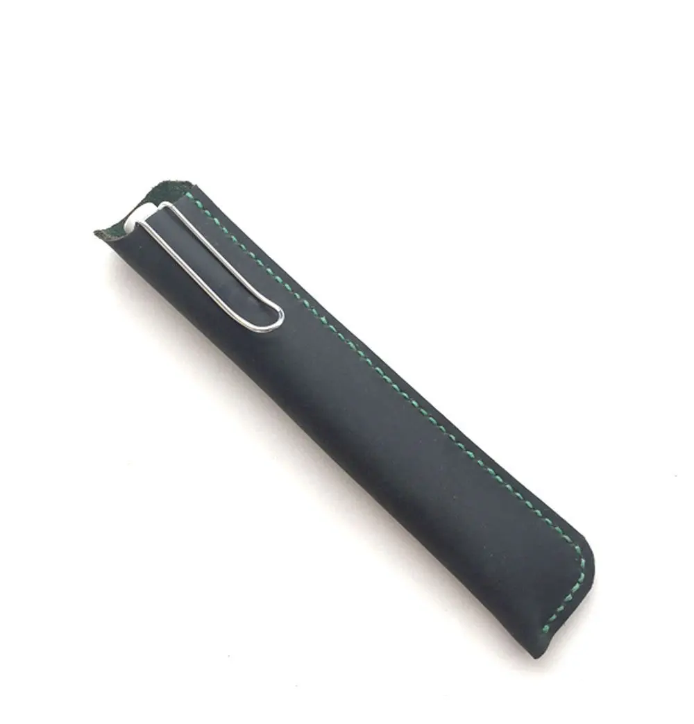 

junetree genuine leather Pen Pencil Case Holder Protective Carrying Box Bag Storage Container black