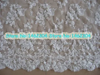 

Lates Elegant Embroidery Wedding Lace Fabric White Material 15yards/Roll
