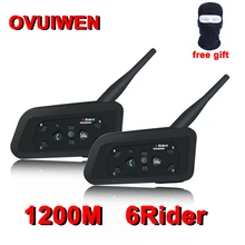 2PCS V6 Motorcycle Bluetooth Helmet Headsets Intercom for 6 Riders BT Wireless Intercomunicador Interphone MP3 Bluetooth Headset