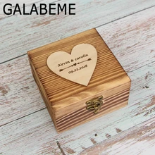 Galabeme Персонализированная винтажная Свадебная деревянная коробочка для кольца с 25 шт Сердце Дерево на заказ деревенское свадебное Ювелирное кольцо держатель коробки