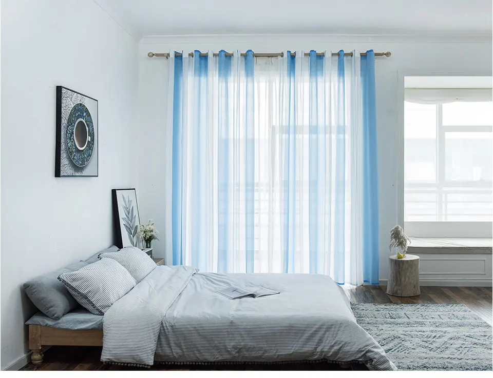 ENHAO Современные тюлевые шторы в простом стиле в полоску для гостиной, спальни, кухни, льняная оконная сплошная штора из вуали на окна, тюль