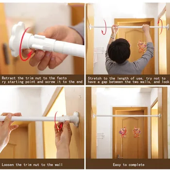 

Tension Rod Curtain Shower Adjustable Rod Clothes Hanger Easy Installation Hogard NO06