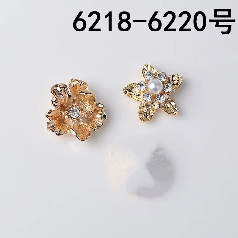 

50pcs Gold Color Alloy Material Pearl Crystal Flower Shape Charm pendant For Earring DIY Wedding Handmade Jewelry Making
