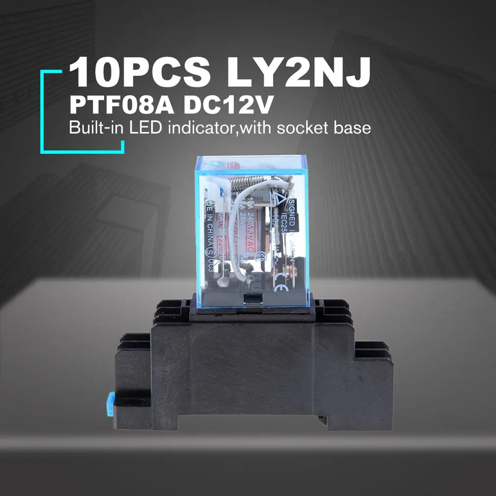 10 шт. катушки Мощность реле LY2NJ DPDT 8 Pin PTF08A JQX 13F основного разъема электронная Микро