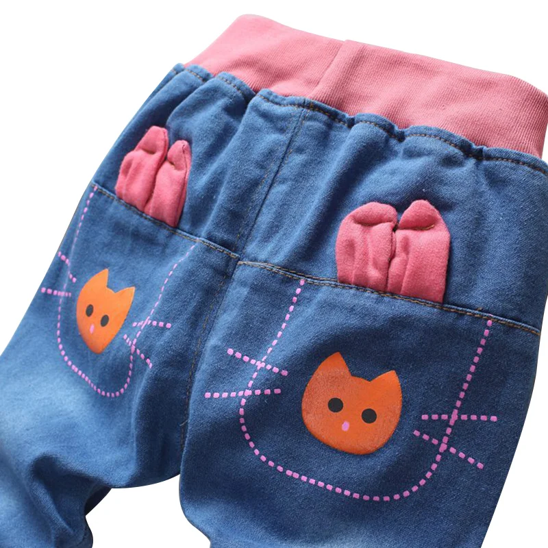 Cute Jeans For Girls Rabbit Print Jeans Pants Cotton Thin Denim Trousers Autumn Children Pants Casual Blue Jeans Girls Clothing (10)