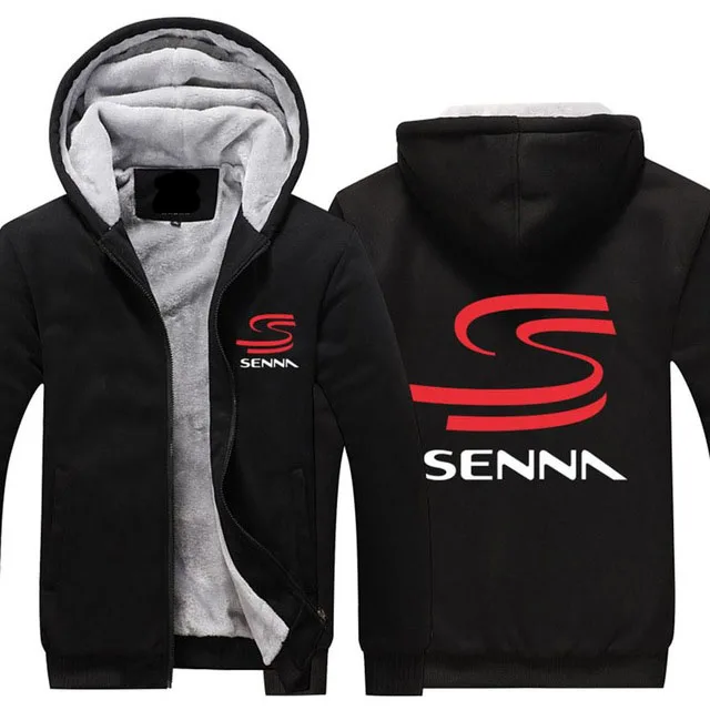 

HERO AYRTON SENNA Winter Men Thick Hoodies Patchwork Sweatshirt Zipper Fleece Tracksuit Plus Size