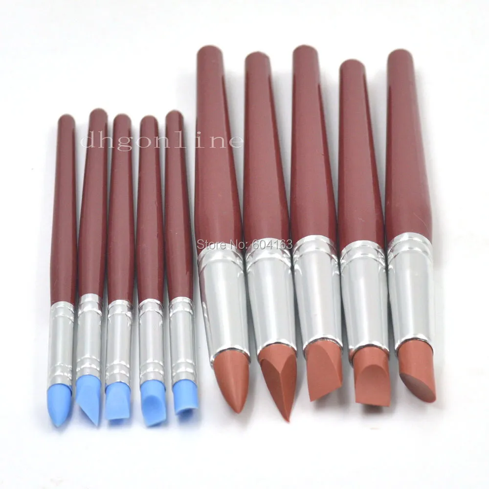 

One Set Pottery Tool Silicone Rubber Tip Clay Modeling Sculpting Kit Fimo Clay Art Craft Brick-Tint Blue Color