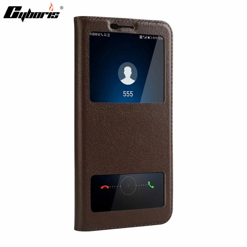 brown CYBORIS Чехлы для huawei Honor V10 V 10 окно с двойным представлением откидная крышка Роскошный кожаный чехол для huawei Honor V 10 5,99" - Цвет: brown