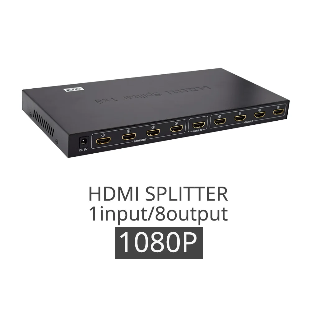 Full HD HDMI split ter 1080P 2K* 4K видео HDMI 1X4 1X8 split 1 in 4/8 Out двойной дисплей Источник питания без переключателя для HDTVDVD PS3 Xbox - Цвет: To 8P 1080P