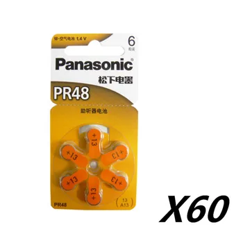 

60PCS/6PACK Original Panasonic PR48 Hearing Aid Batteries 7.9MM*5.4MM 13 A13 Deaf-aid Acousticon Cochlear Button Cell Batteries