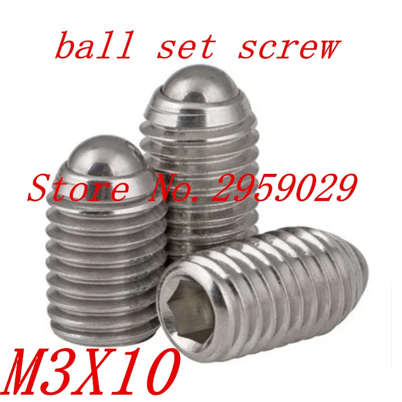 20pcs M3*10 3mm Hex Socket Spring Ball Plunger Set Screw Stainless
