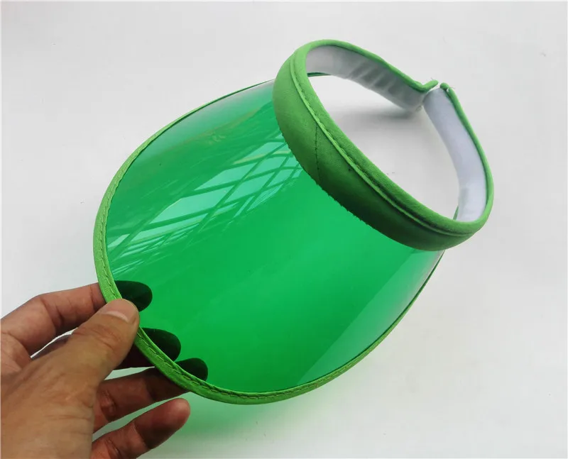 Летние пластиковые ПВХ шляпы конфеты Пляж Topless Кепка с козырьком от солнца защита от ветра, УФ излучения Солнцезащитная шляпа для езды на велосипеде - Цвет: Зеленый