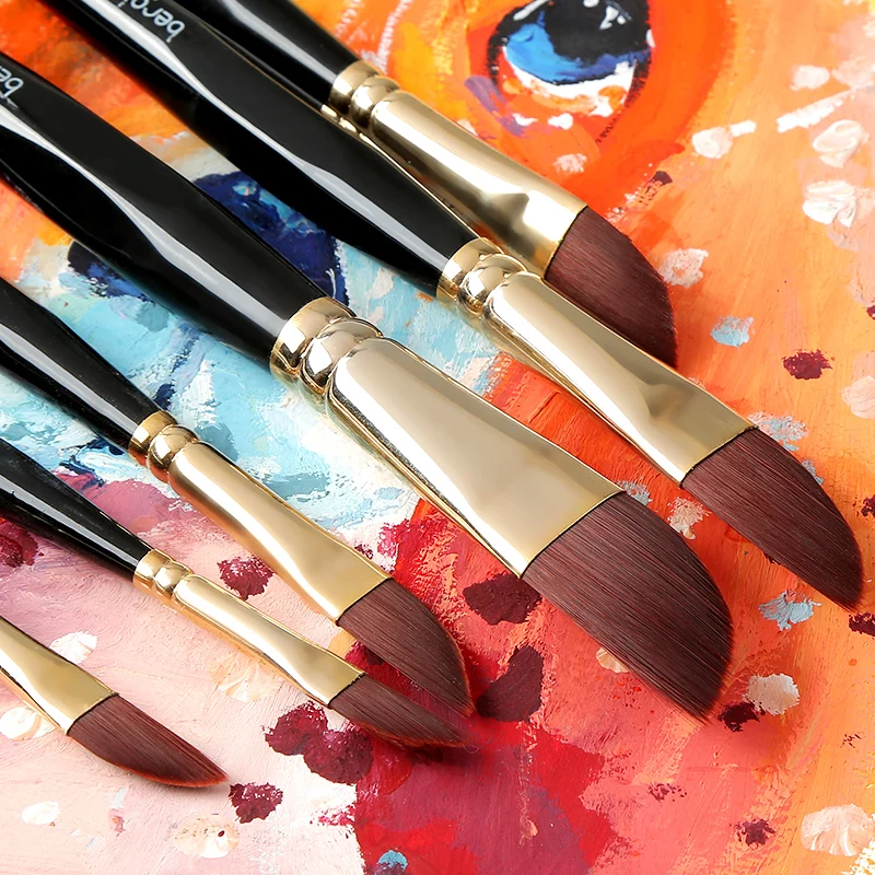

6Pcs Watercolor Paint Brush Set Professional Nylon Hair Knife Shape Super Quality Oil Painting Brushes For Drawing Art Supplies