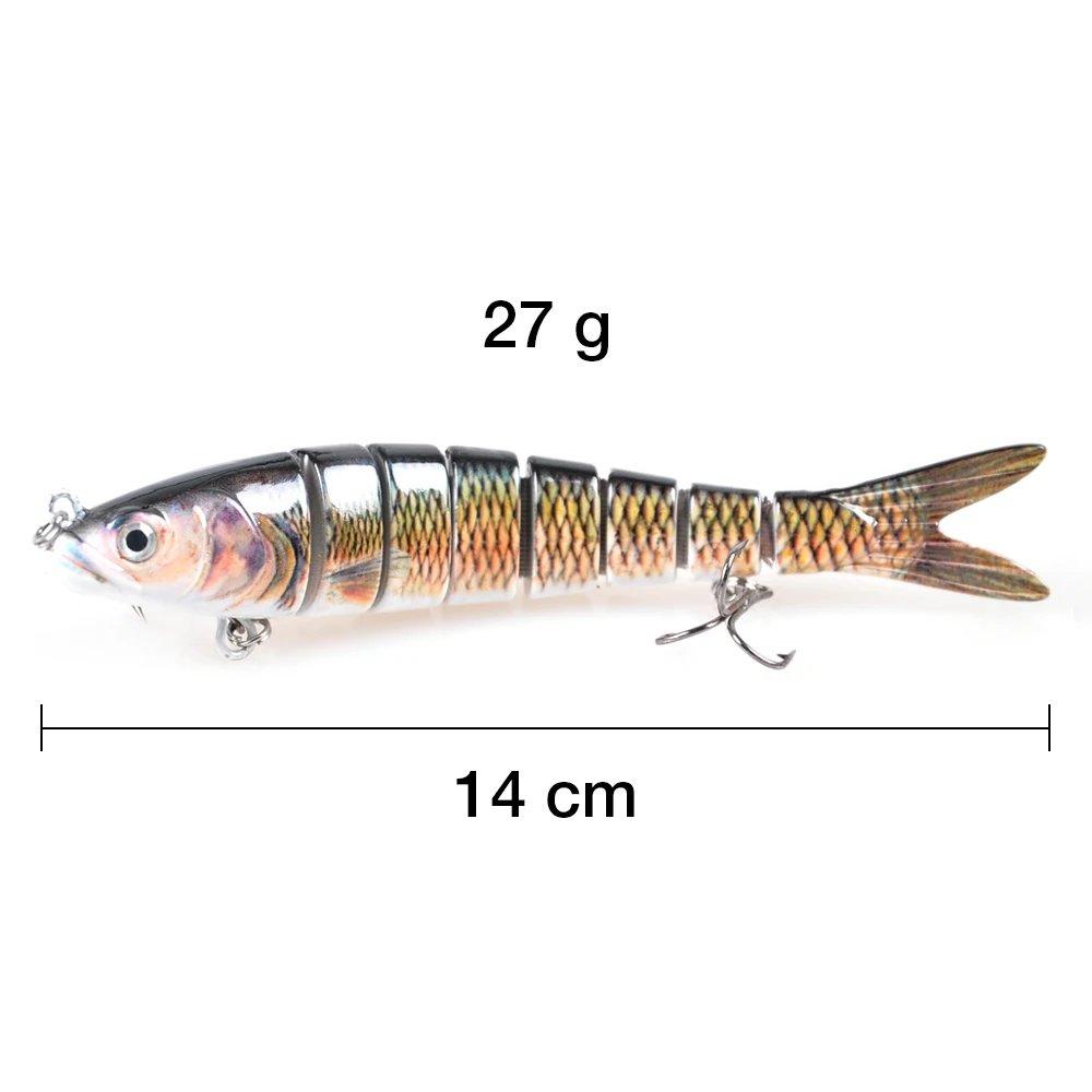 Piscifun рыболовные приманки 14 см 27g похожая на настоящую мульти шарнирные 3D глаза рыболовные приманки 8 в поп упаковке, твердая блесна приманка с крюком 2 жесткие рыболовные приманки