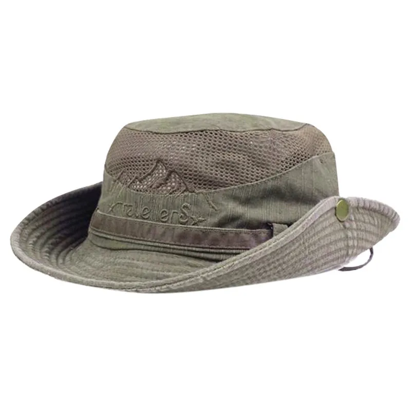 

Man Bucket Hat Sun Protection Windproof Man Summer Fishing Hats Panama Men Wide Brim Mesh Cap Jungle Hat Gorras Drop shipping 2h