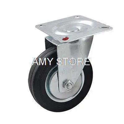 4 Black Rubber Wheel Swivel Roller Caster For Trolley