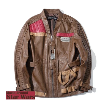 

[STOCK]High Quality!Movie Star Wars figure Finn PU Leather Jacket Winter Coat Halloween Cosplay Costumes for Women/Men M-4XL