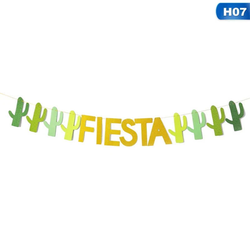 1 комплект Новинка золотые буквы Зеленый Кактус Taco бар бумага Final Fiesta баннеры флаг гирлянда для девичника вечерние украшения - Цвет: 7